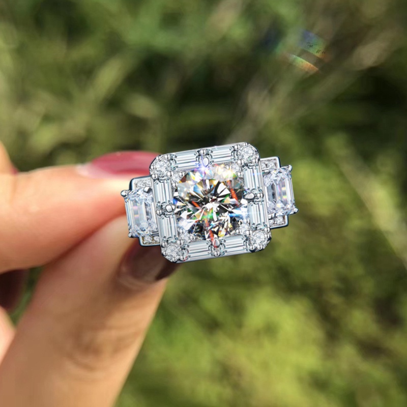 Fancyqube Cincin Cubic Zirconia Shiny Warna Silver Untuk Pria Dan Wanita