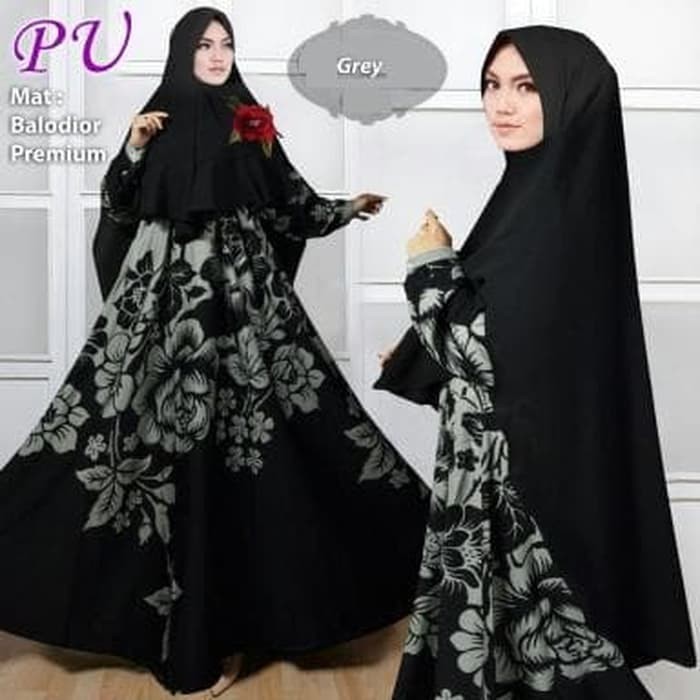 Unik gamis  pesta syari  elegant busui biru dongker navy set 