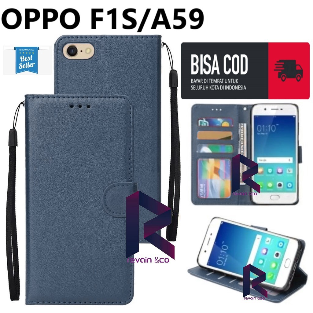 SARUNG KULIT OPPO F1S/A59 FLIP WALLET LEATHER KULIT PREMIUM SARUNG BUKA TUTUP FLIP CASE OPPO F1S A59