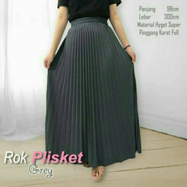 Rok plisket karet pinggang