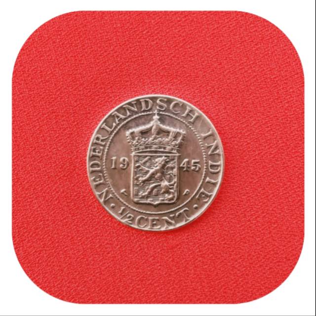 Uang koin kuno 1/2 Cent HINDIA BELANDA Tahun.1945 ( mini Coin )