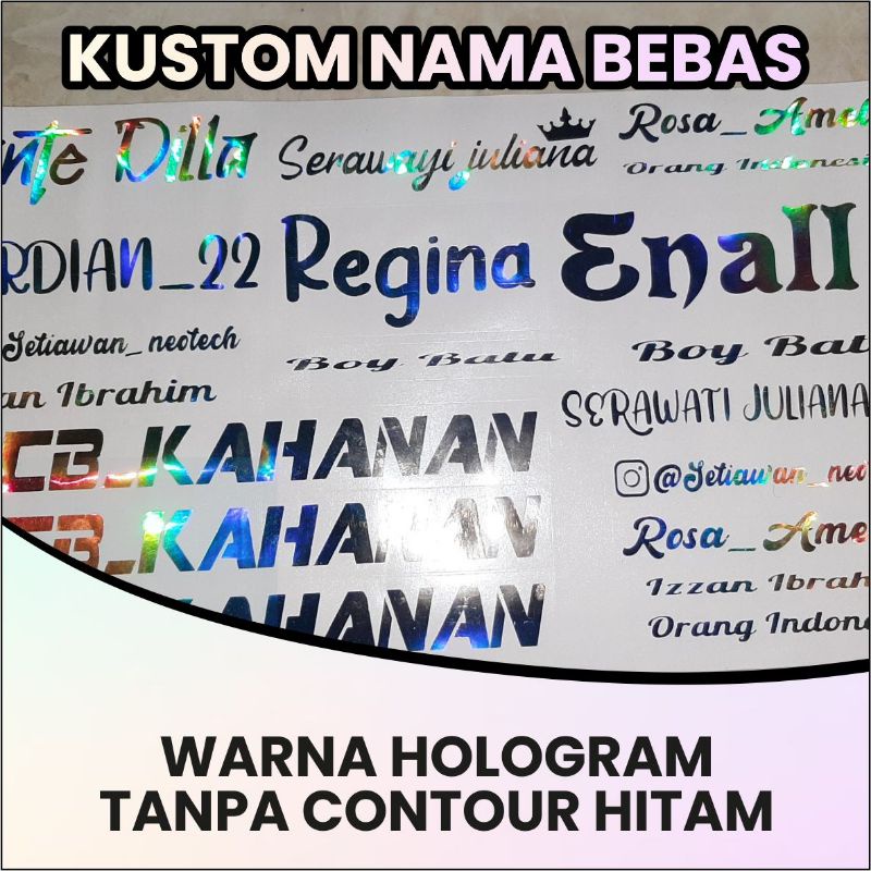 STIKER CUSTOM NAMA BEBAS / STIKER HOLOGRAM