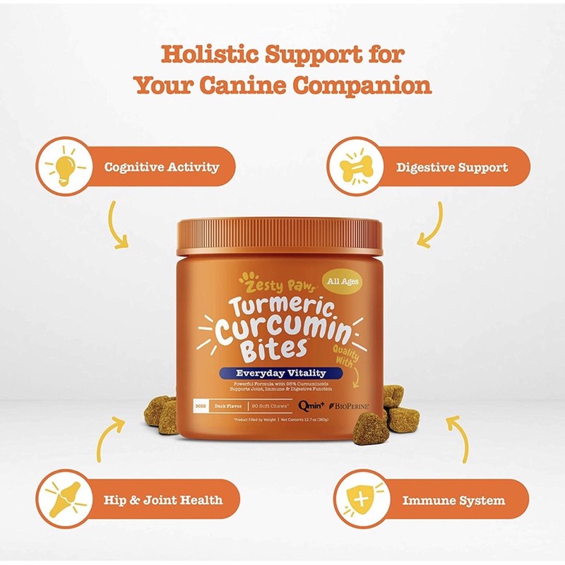 Zesty Paws Turmeric Curcumin bites ll vitamin supplemen anjing