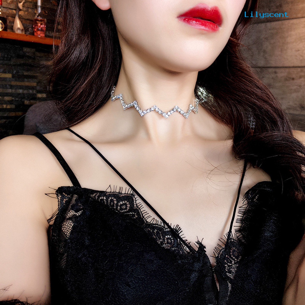 Kalung Choker Rantai Berlian Imitasi Gaya Gothic Untuk Wanita