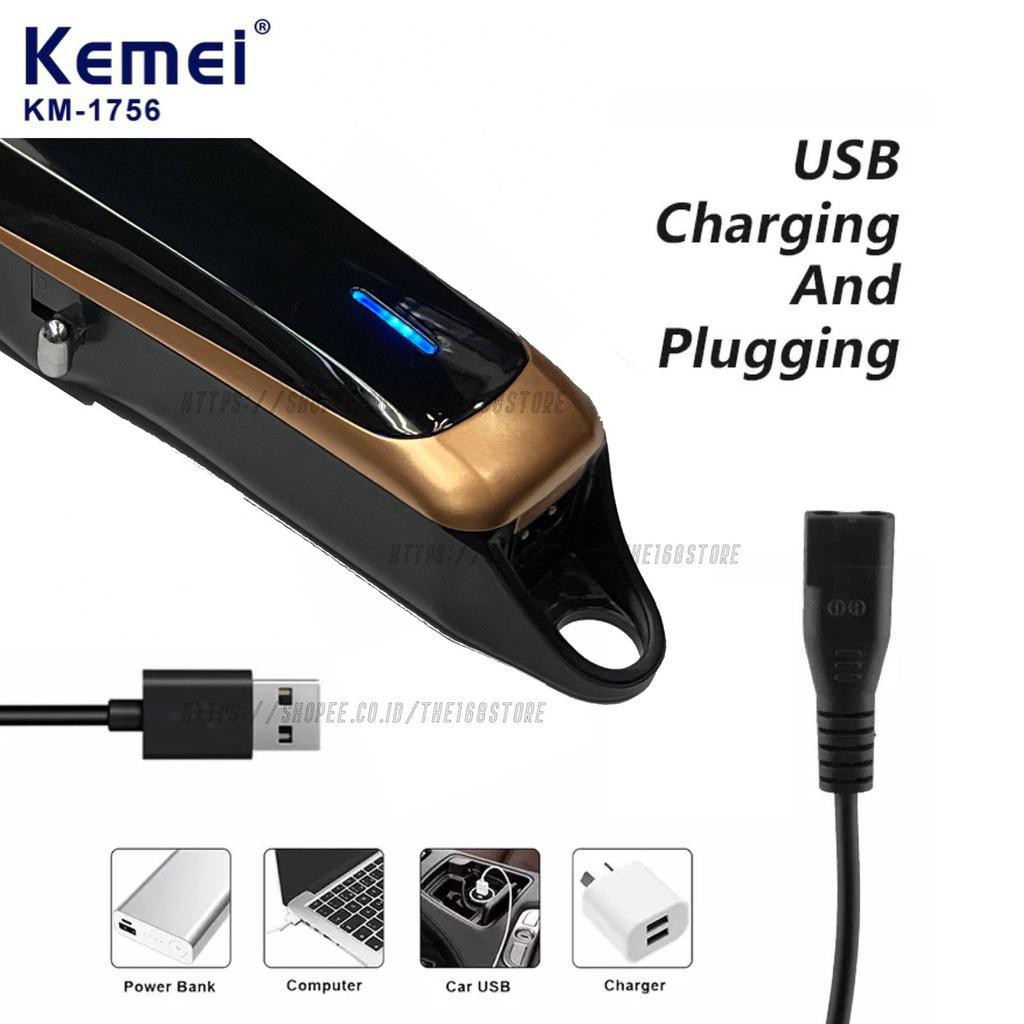 KEMEI 1756 ORIGINAL CUKURAN RAMBUT ELEKTRIK CAS HAIR CLIPPER RECHARGEABLE CORDLESS KM 1756 KM1756 KM1756