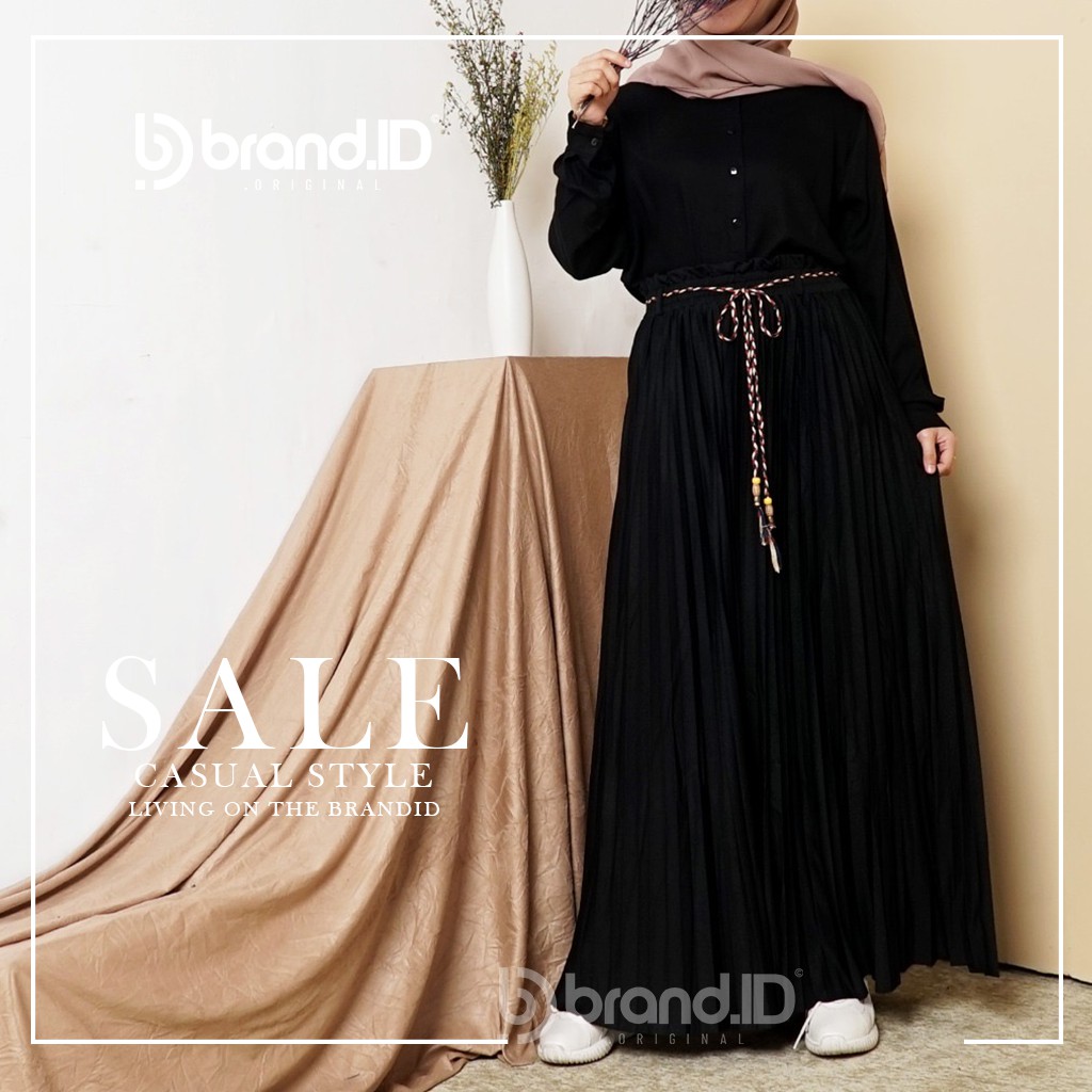 ROK PLISKET UMBRELLA HITAM DAN PUTIH | ROK PLISKET PREMIUM TALI | ROK PLISKET HITAM PAYUNG