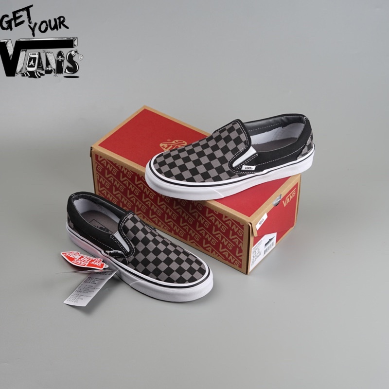 Vans Slip on Checkerboard Black Pewter Original 100% Bnib