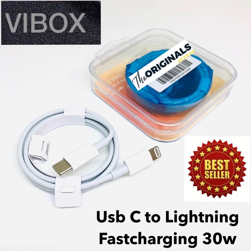 Kabel Vibox ip13 usb c to lightning fast charging 30w pack kaca premium Promo Sen