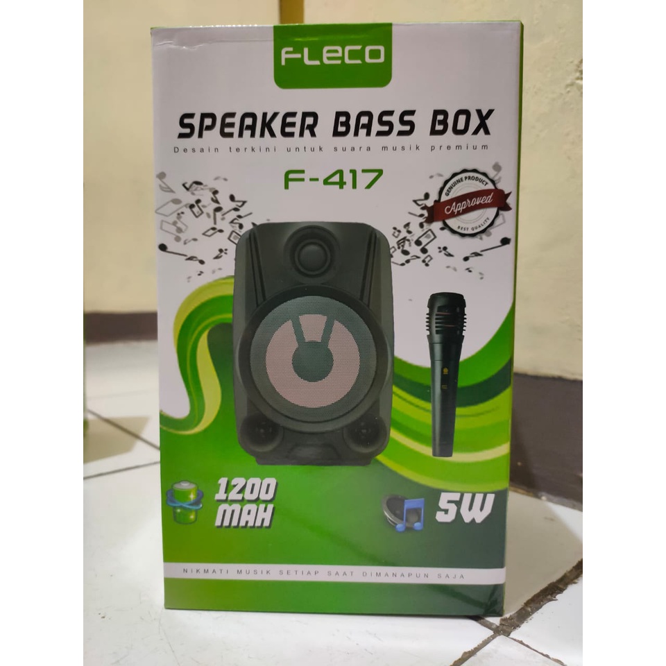 Speaker Bluetooth Murah Fleco 416/417 Terbaru Gratis Microphone Karaoke Super Bass /Speaker Aktif