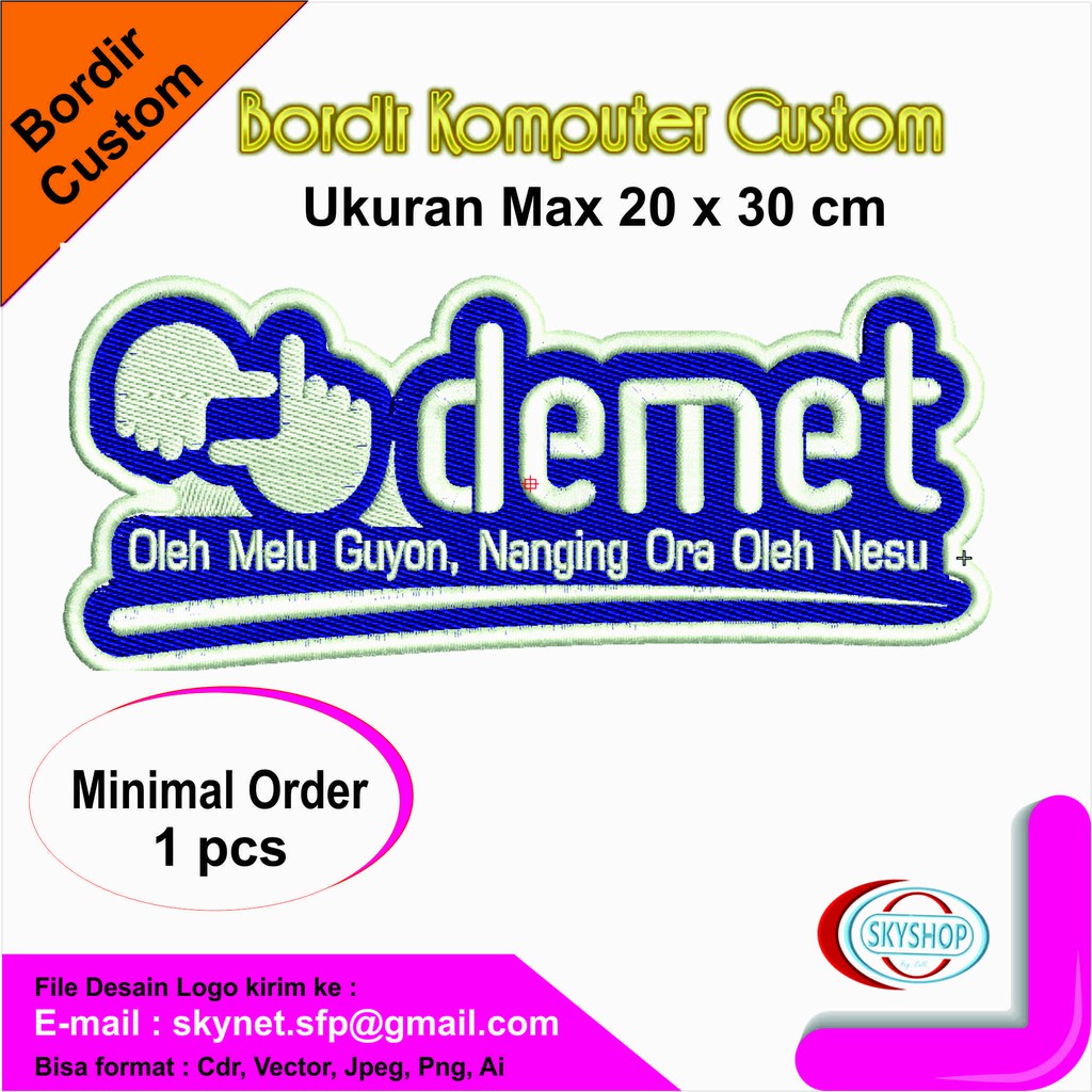 Bordir Komputer Custom Logo Satuan Besar 30