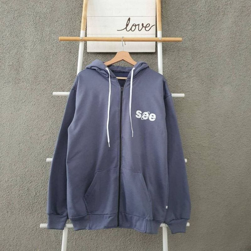 See Jaket Hoodie Zipper Oversize Size L.XL.XXL | Sweater Hoodie Zipper Jumbo Oversize