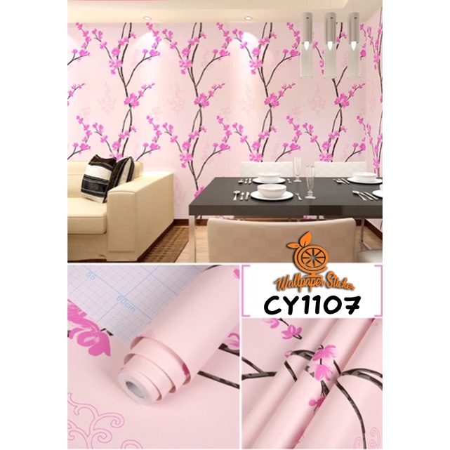 Wallpaper Dinding Stiker 45Cmx10M Wallpaper Stiker Dinding Rumah Wallpaper Dinding 3D Motif Bunga Wallstiker Kamar Tidur Ruang Tamu-CY1107