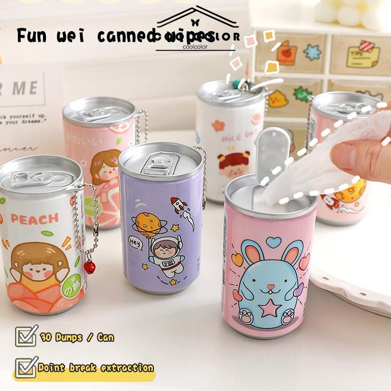 COD❤️30 PCS/SET Kreatif Minuman Kaleng Tisu Basah Perjalanan Portabel Mini Tisu Pembersih Sekali Pakai