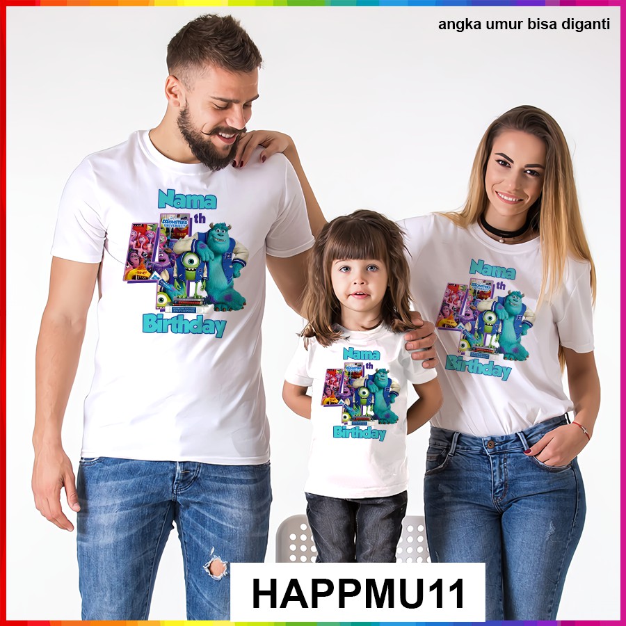 [FREE NAMA!!] Baju Kaos COUPLE  ANAK DAN DEWASA MONSTER UNIVERSITY BANYAK MOTIF