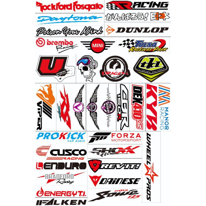 

Sticker pack sponsor stiker vinyl racing terlengkap + laminasi