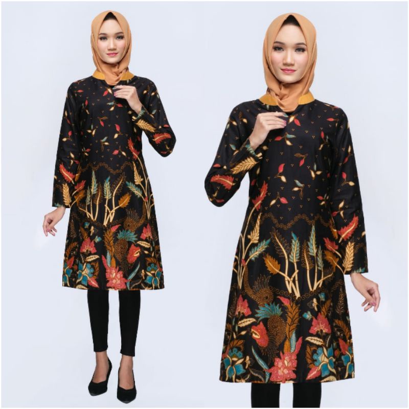 Dress Batik Modern Jumbo Big Size M L XL XXL 4L 5L Atasan Wanita Tunik Batik Lengan Panjang JHN-G