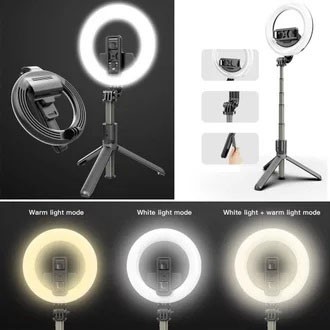 Ring Light LED L07 + Tripod / Tongsis Wireless Bluetooth Selfie Stick