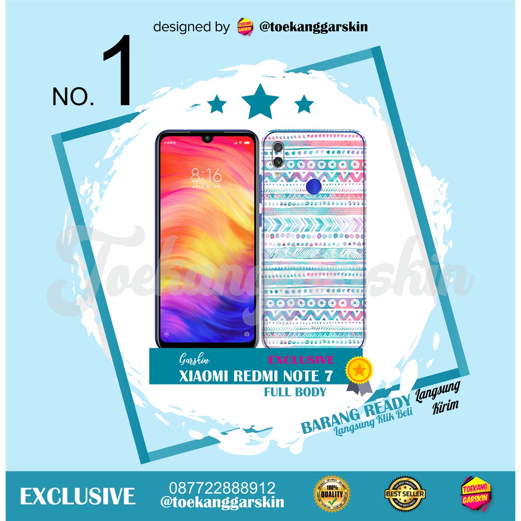 GARSKIN XIAOMI REDMI NOTE 7 &NOTE6 &NOTE 5 DLL MOTIF TRIBAL FREE CUSTOM MOTIF LAINNYA