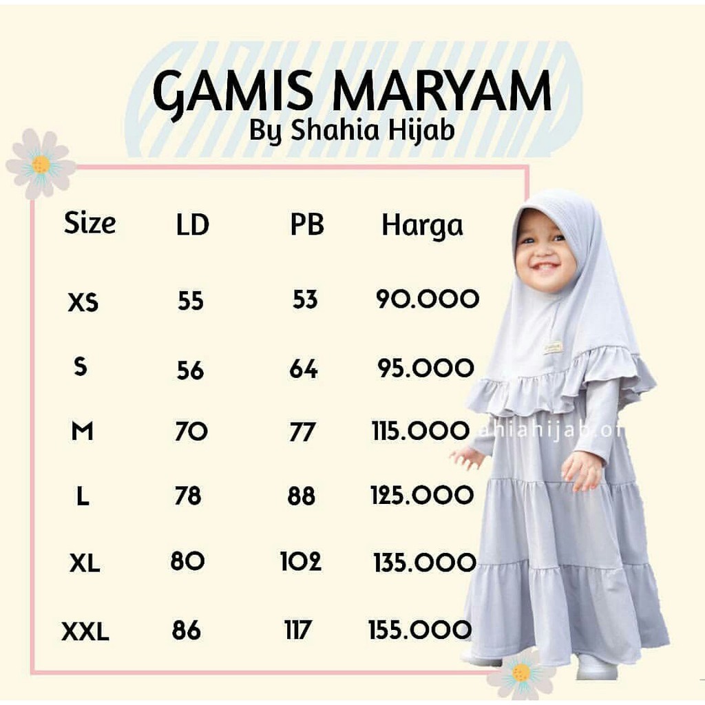 GAMIS MARYAM BY SHAHIA HIJAB SIZE NB-XXL