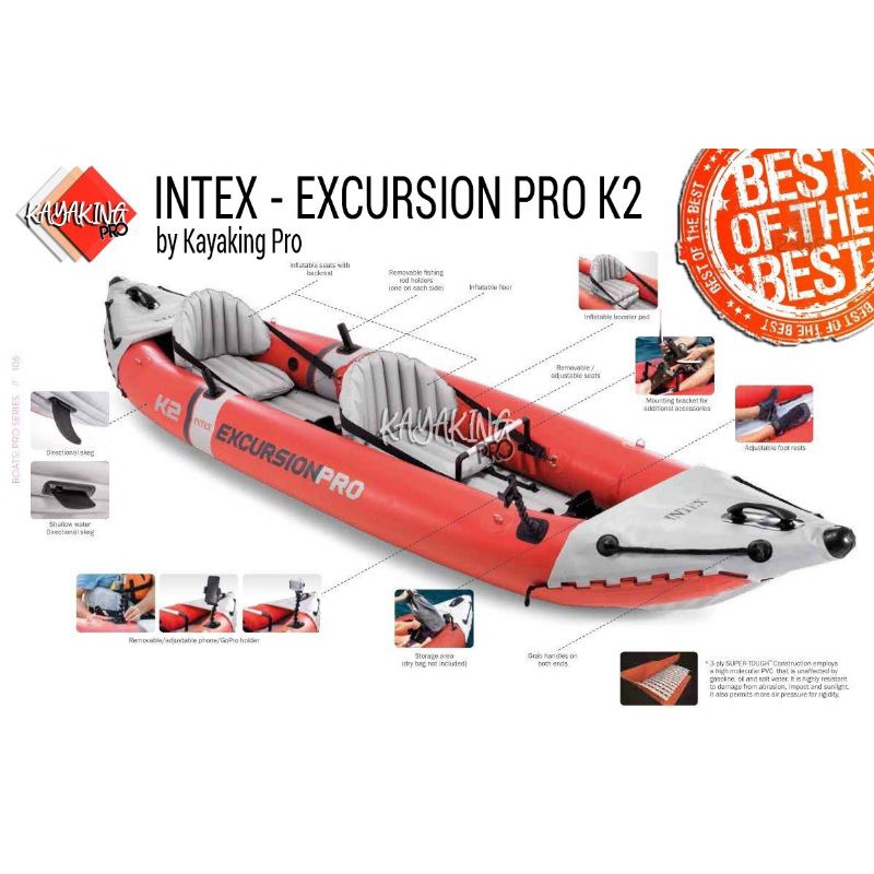 Perahu Karet 2 orang Kuat dan Tahan Lama Perahu Kano Kayak Pro K2