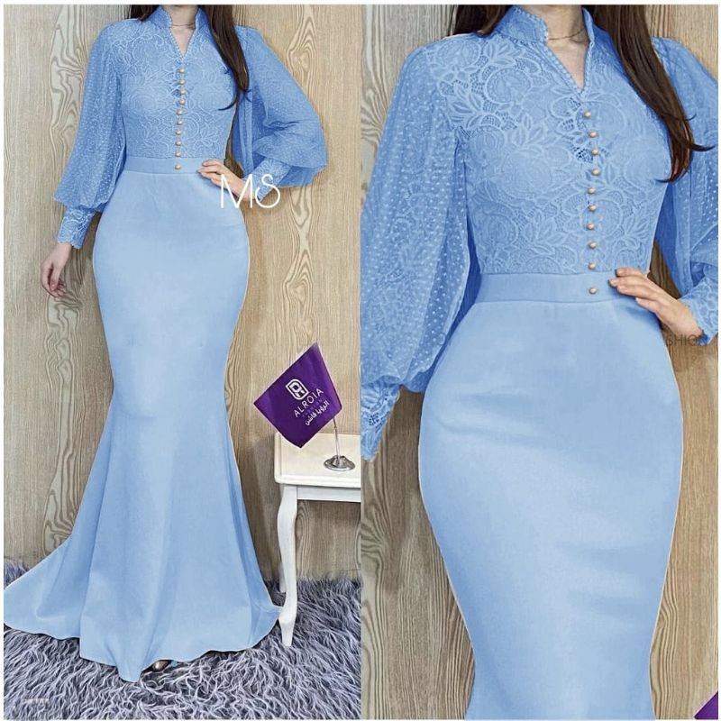 Baju Wanita Gamis Alodia Model Duyung Busui Lebaran 2022 Polos Modern Pesta Kondangan Trendy LD 100 