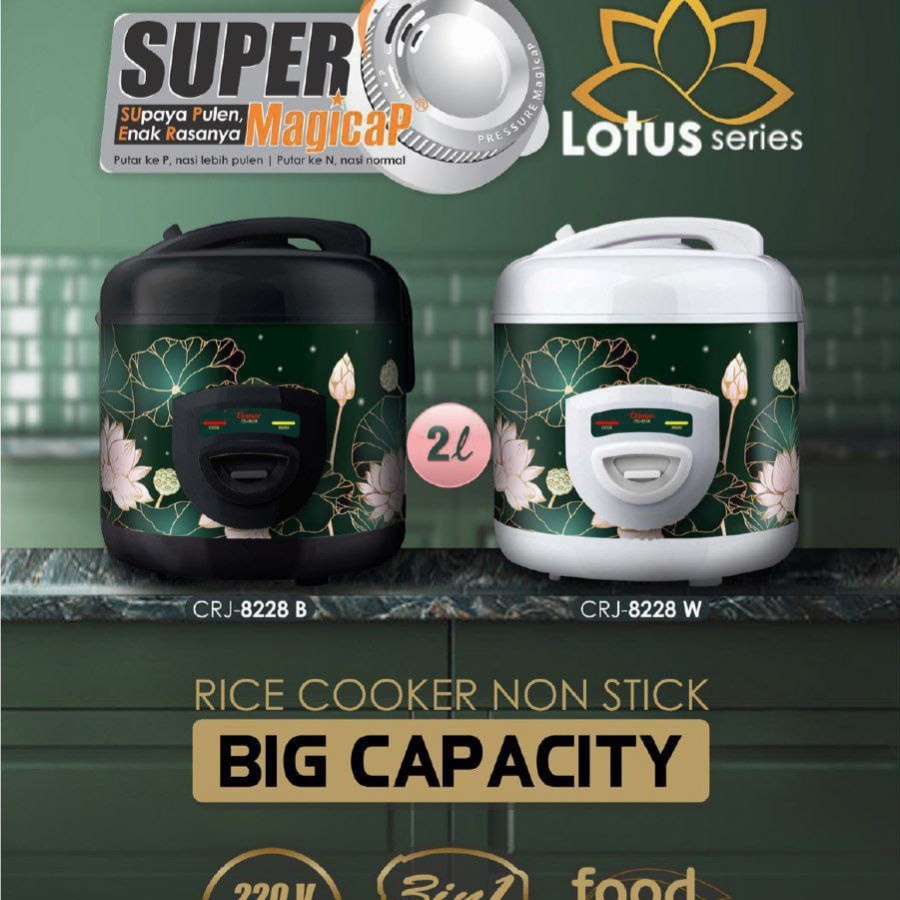 magic com cosmos crj-8228 B 2 liter / rice cooker cosmos CRJ 8228b / crj8228b / crj8228w warna rando