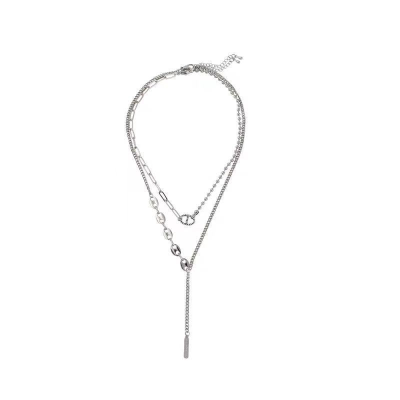 Titanium Steel Necklace Accessories Pendant Light Luxury Double-layer Clavicle Chain