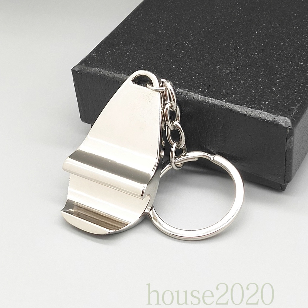 [house2020]Mini Silver Keychain Bottle Opener Metal Key Ring Beer Cap Corkscrew