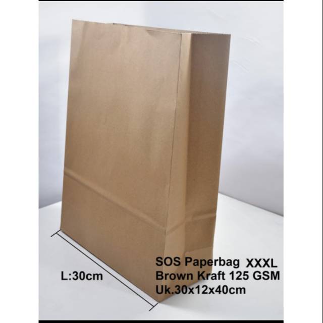 

Paperbag kantong kertas XXXL Coklat 30x12x40cm 125 GSM