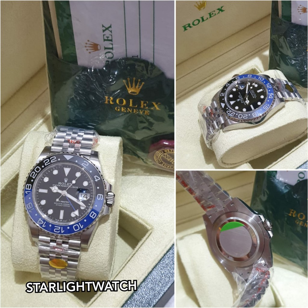 JAM TANGAN PRIA ROLEX GMT BATMAN AUTOMATIC MESIN SWISS ETA