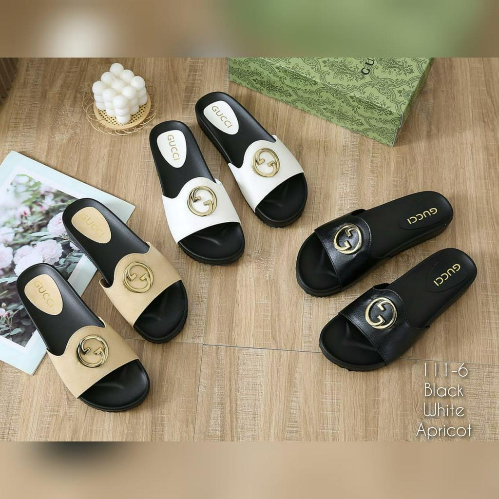 Sandal slide slip on Wanita Gocci import kode 111-6