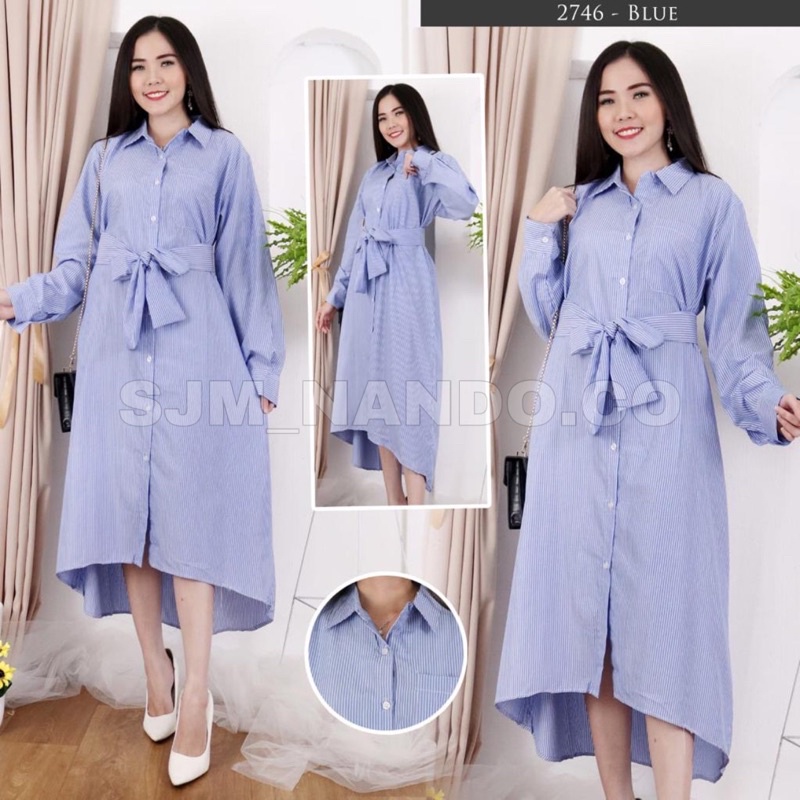 NANDO TUNIK PRISCILLA SALUR BIRU BAHAN KATUN SALUR PREMIUM IMPORT FASHION MUSLIMAH KEKINIAN 746
