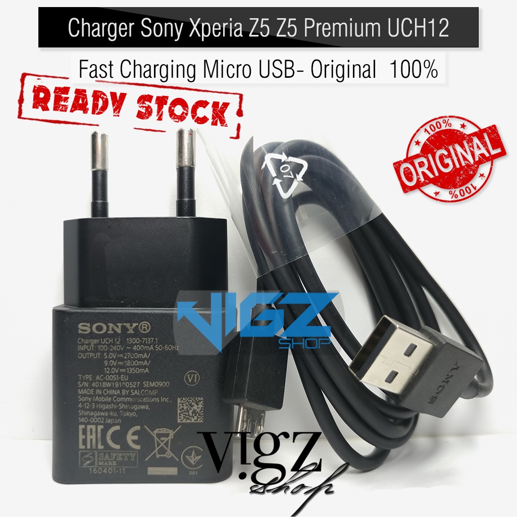 Charger Sony Xperia Z5 Z5 Premium UCH12 Fast Charging Micro USB Original