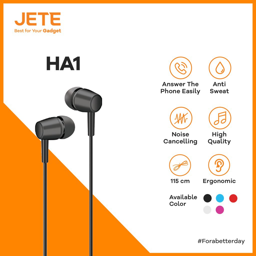 HEADSET l EARPHONE l JETE HA1 IN-EAR HEADSET MURAH