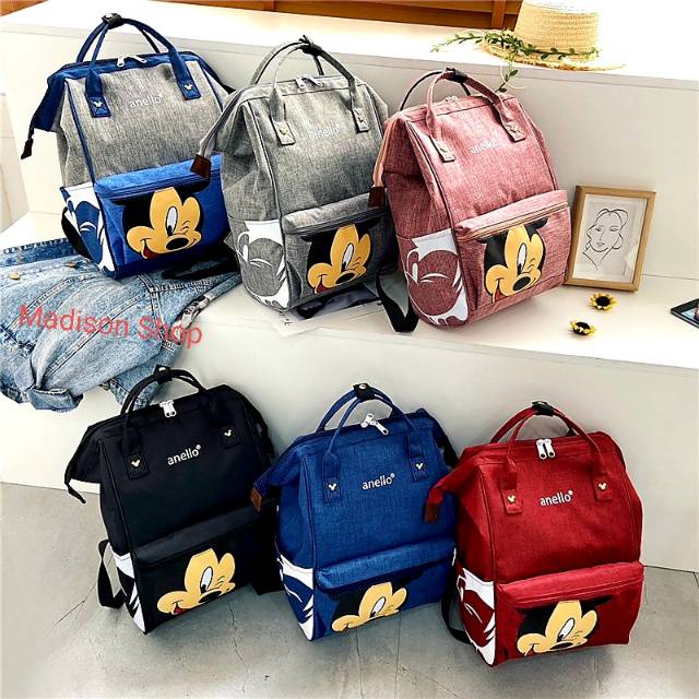 Tas Ransel Anello Mickey Disney Backpack Anello Jepang Tas Sekolah Anak Murah Annelo Backpack Murah