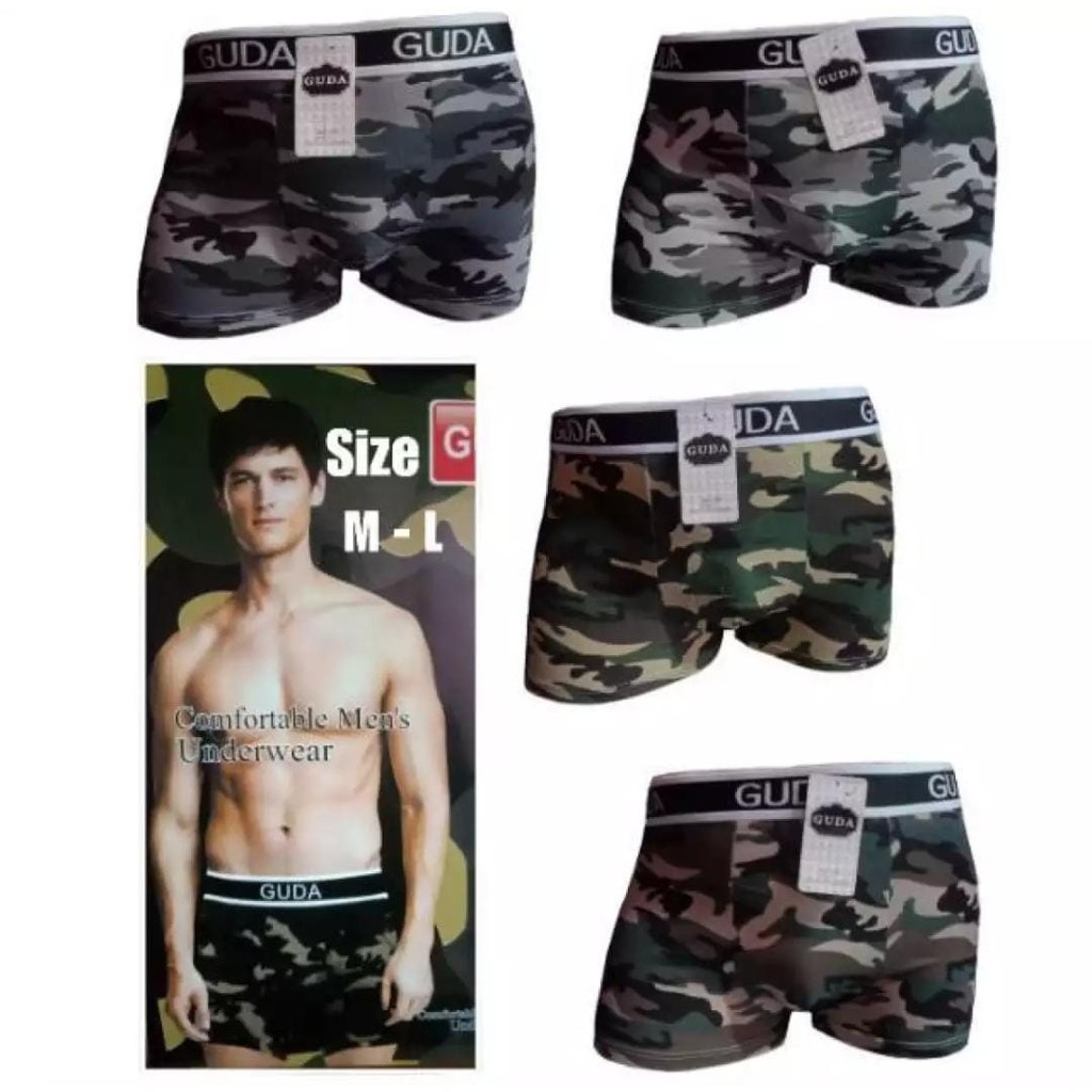 3PCS Celana Dalam Boxer pria/ Celana Dalam BOXER GUDA/boxer motif army