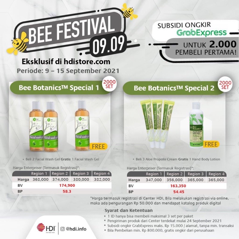 09.09 bee festifal facial wash beli 2 gratis 1 &  aloe propolis cream beli 3 gratis hand body lotion