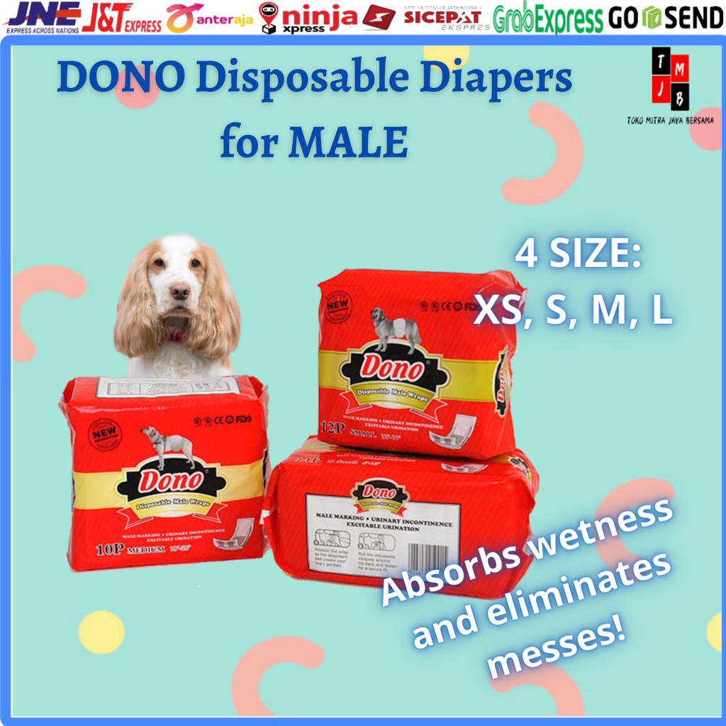 POPOK ANJING JANTAN XS S M L DOG DIAPERS DOG MALE WRAPS MERAH DONO XS S M L