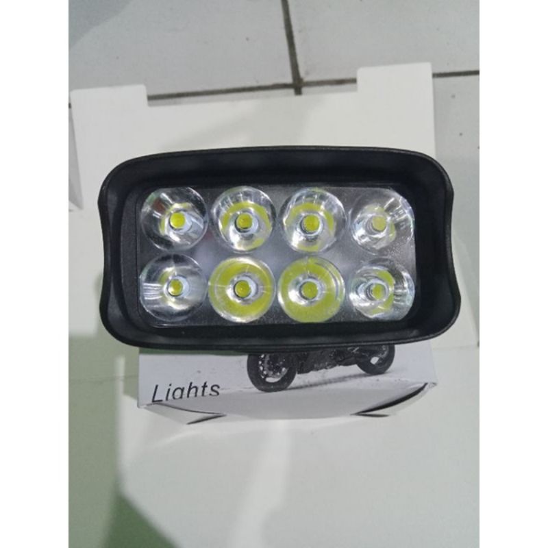 LAMPU TEMBAK 8 LED 12 VOLT UNIVERSAL NYALA PUTIH LAMPU TEMBAK 8 LED