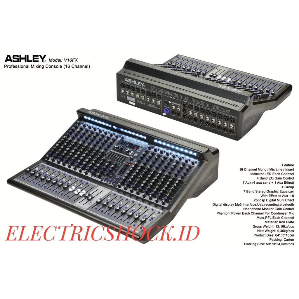 MIXER AUDIO ASHLEY V 16FX / ASHLEY V16FX ORIGINAL NEW MODEL