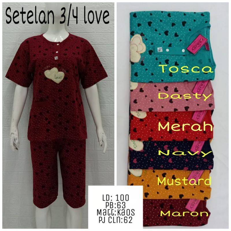 SETELAN BABY DOLL LOVE ARIMBI 3/4,ALLSIZE,MATT:KAOS