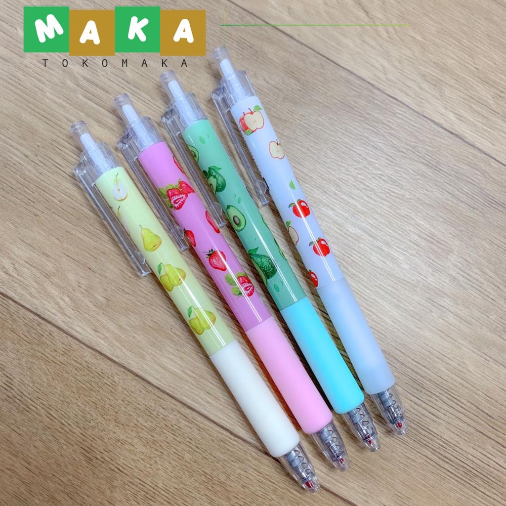 

pulpen pen cetek mekanik motif buah bolpen pena unik peraltan sekolah alat tulis kantor ATK unik import murah