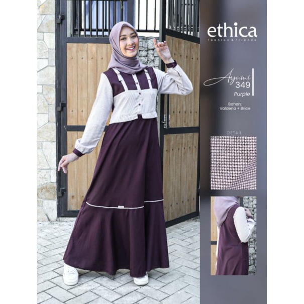 Ayumi 349 black, purple, charcoal gamis ethica terbaru 2022