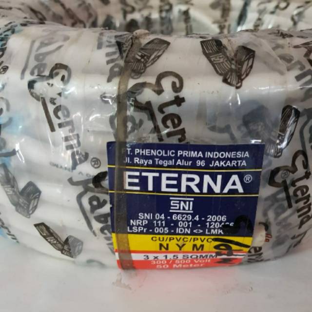 KABEL LISTRIK ETERNA 3 x 1,5 mm2 ASLI 1 roll 50 m