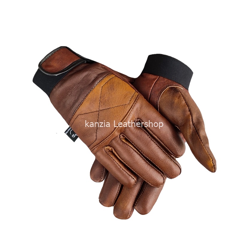 kanzia Leathershop Sarung Tangan Motor Kulit Full Jari Natural