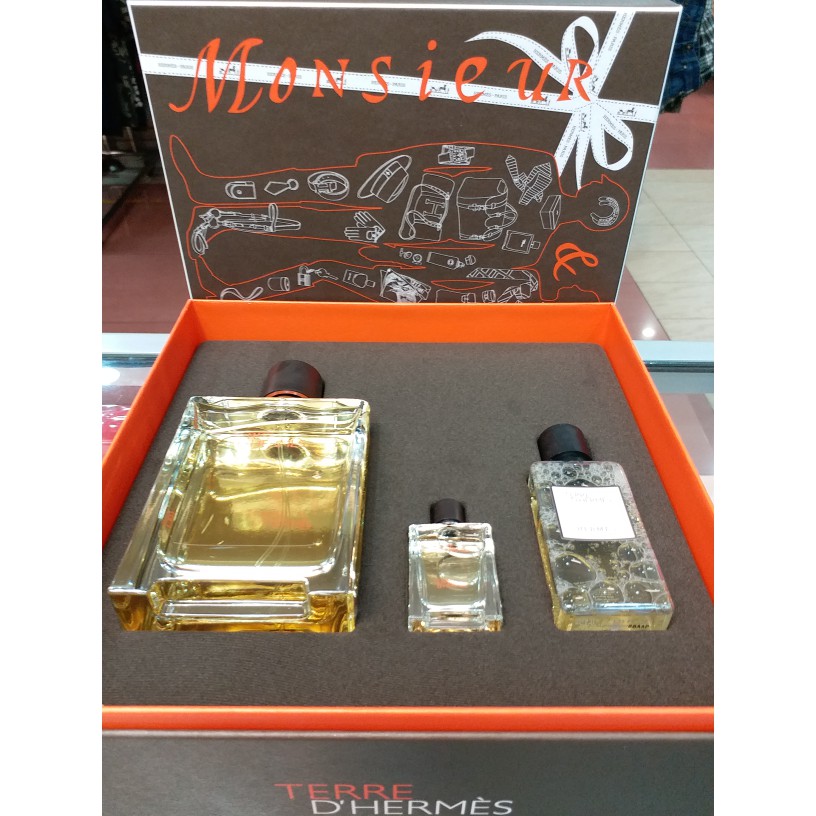 Original Parfum Hermes Terre D Hermes Gift Set isi 3pcs