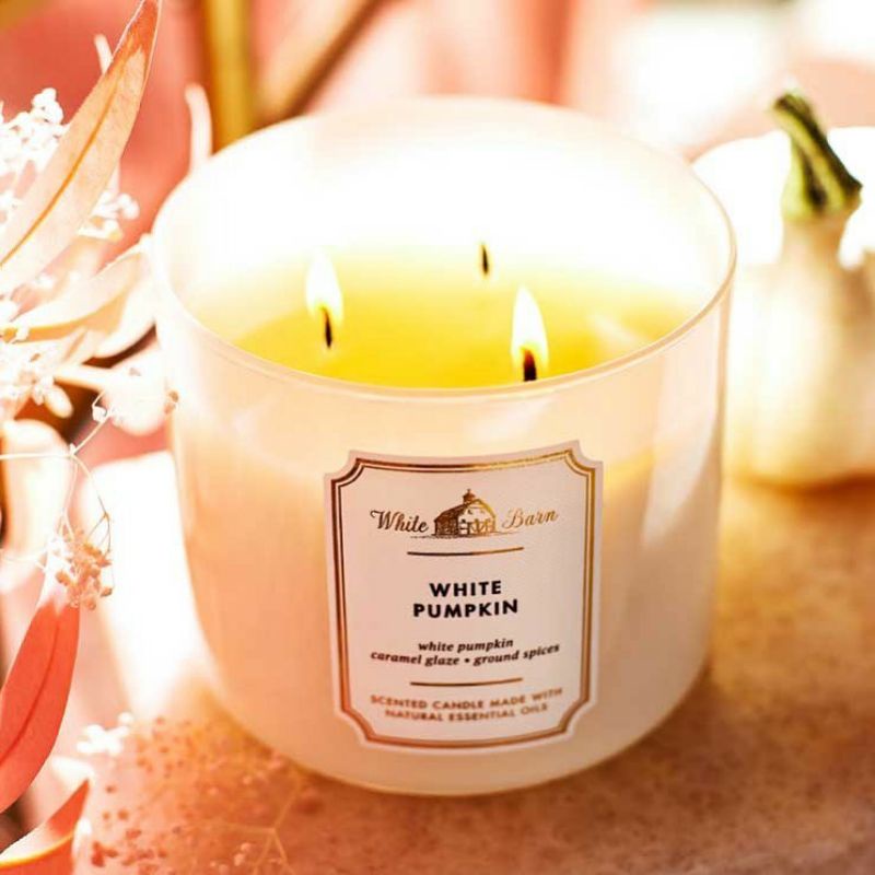 BATH &amp; BODY WORKS BBW WHITE PUMPKIN 3-WICK SCENTED CANDLE 411 G LILIN WANGI 3 SUMBU UKURAN BESAR PENGHARUM RUANGAN