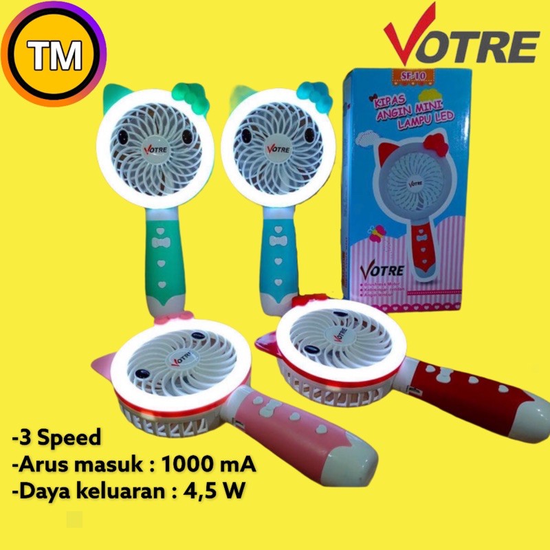 Ready Stock  Kipas Angin Votre SF10 - Kipas Angin Mini Lampu LED