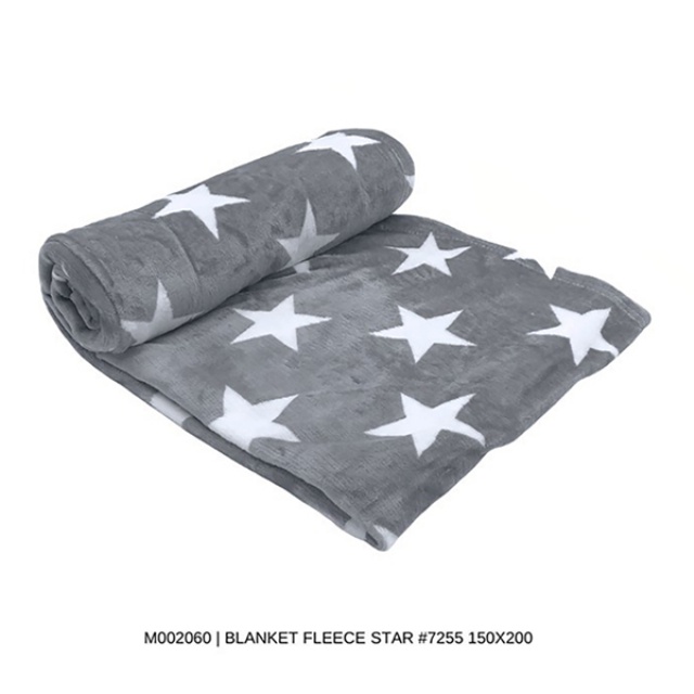 7255 Blanket Selimut Bulu Halus Fleece Blue Star 150x200 | TOMOMI
