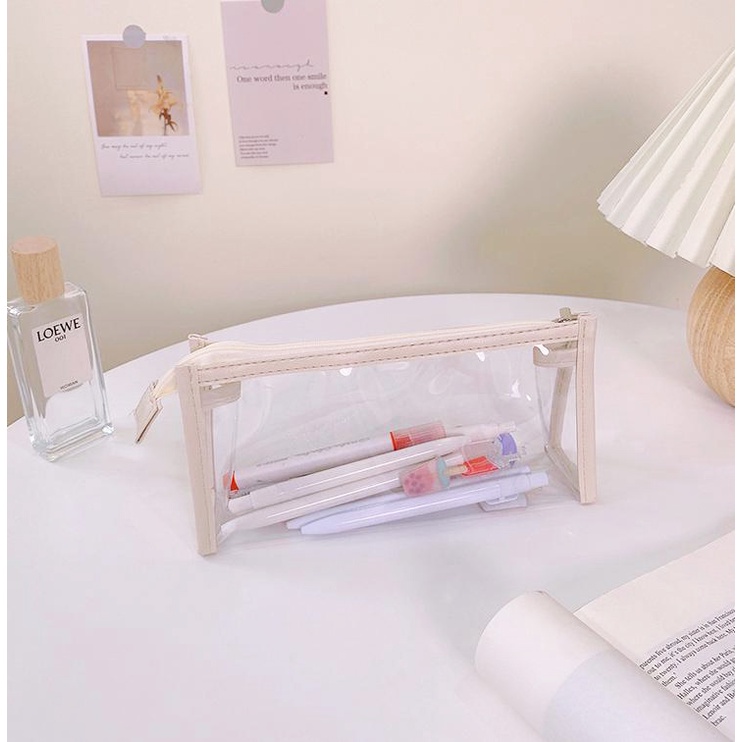 [MIDORI] Transparant &amp; Simple Pencil Case Pencil Pouch Tempat Pensil Bening Aesthetic - F0118